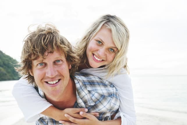 a happy couple over 30 spending time together