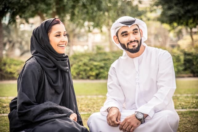 an arab couple spending time together outdoors
