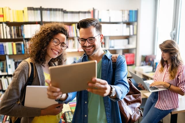 a couple using a tablet together