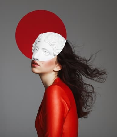 a conceptual portrait of a japanese girl
